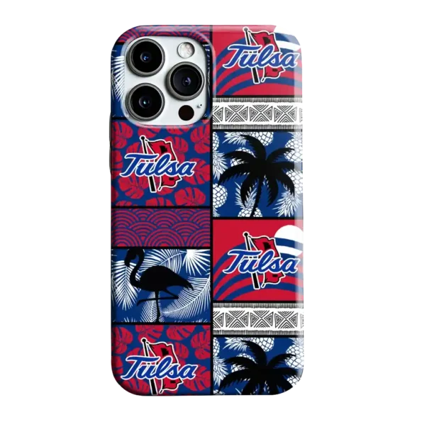 tulsa golden hurricane flamingo palm trees blue phone case best selling