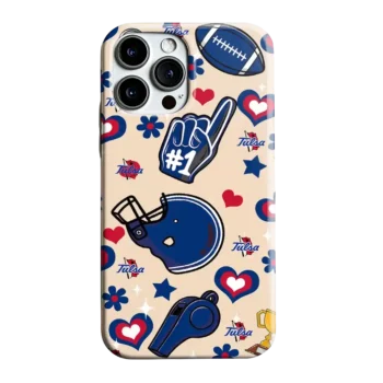 Tulsa Golden Hurricane Helmet Hearts Blue Cream Phone Case