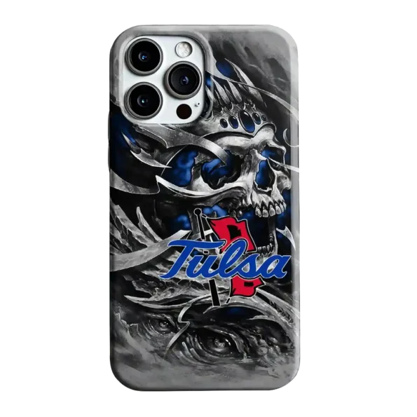 tulsa golden hurricane skull blades blue gray phone case best selling