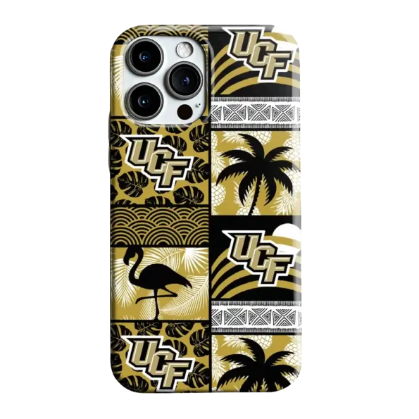 ucf knights flamingo palm trees gold phone case best selling