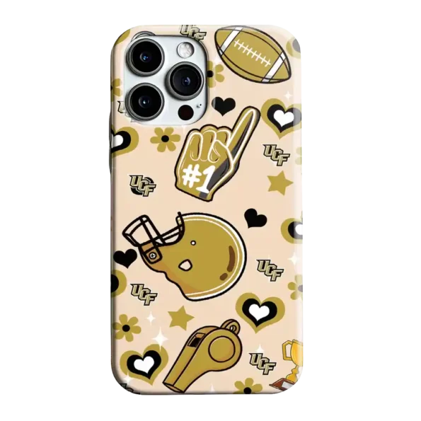 ucf knights helmet hearts gold cream phone case best selling
