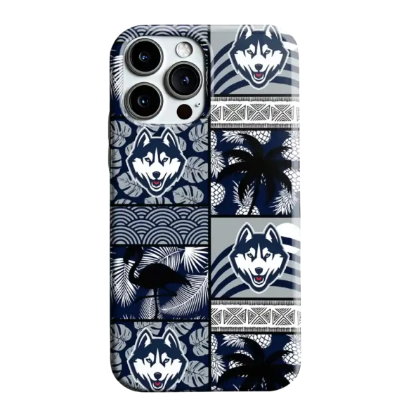 uconn huskies flamingo palm trees blue phone case best selling