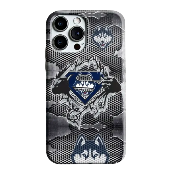uconn huskies superman emblem burst gray phone case best selling