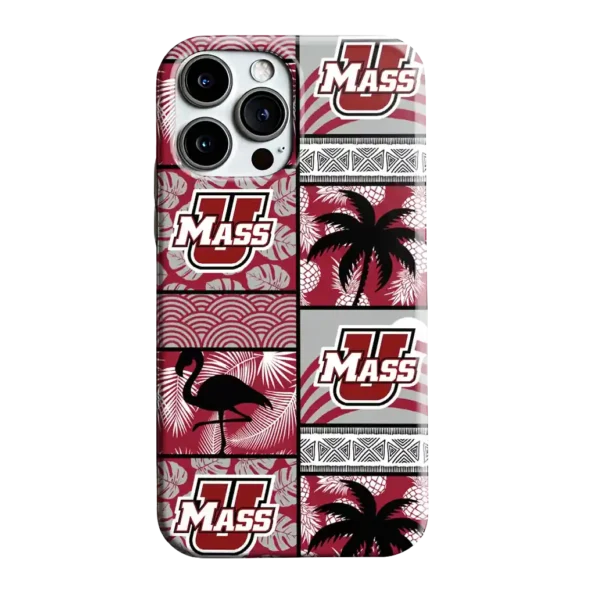 umass minutemen flamingo palm trees red phone case best selling