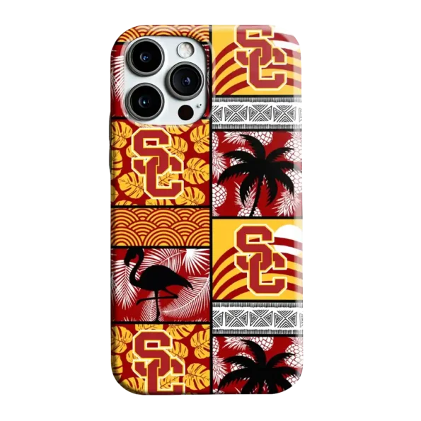 usc trojans flamingo palm trees red phone case best selling
