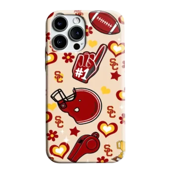 USC Trojans Helmet Hearts Red Cream Phone Case