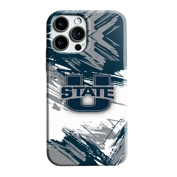 utah state aggies brushstroke clash navy white phone case best selling