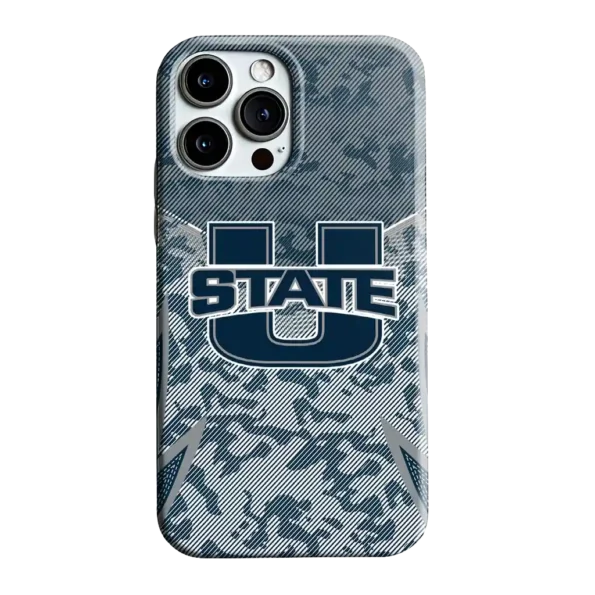 utah state aggies striped overlay navy phone case best selling