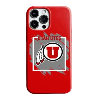 Utah Utes Brush Square Red Phone Case