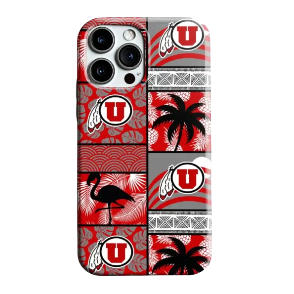utah utes flamingo palm trees red phone case best selling