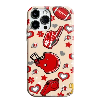 Utah Utes Helmet Hearts Red Cream Phone Case