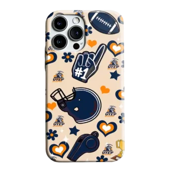 UTEP Miners Helmet Hearts Blue Cream Phone Case