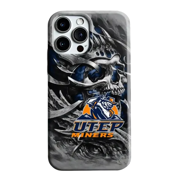 utep miners skull blades blue gray phone case best selling