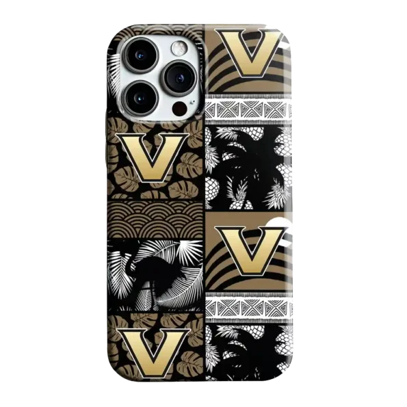vanderbilt commodores flamingo palm trees black phone case best selling