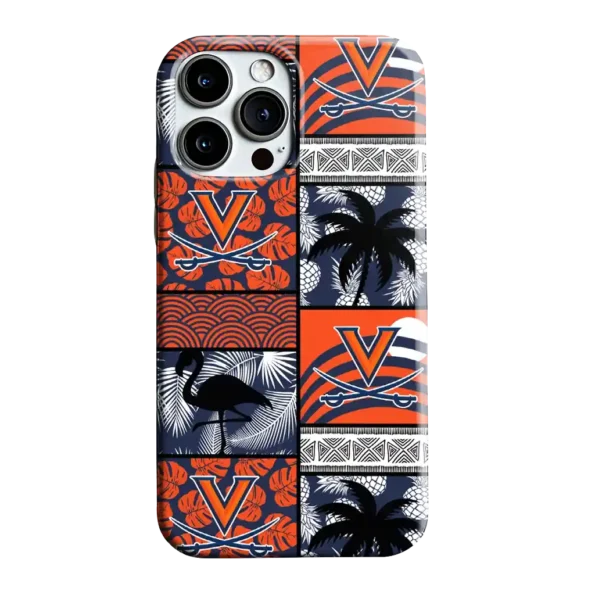 virginia cavaliers flamingo palm trees blue phone case best selling