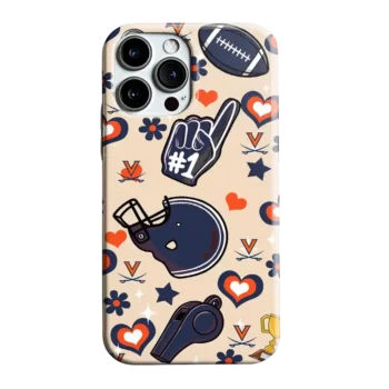 Virginia Cavaliers Helmet Hearts Blue Cream Phone Case