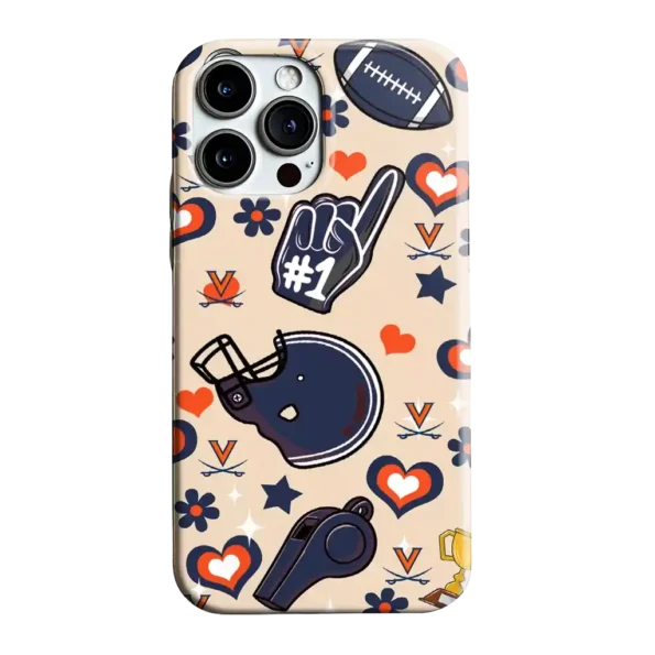 virginia cavaliers helmet hearts blue cream phone case best selling