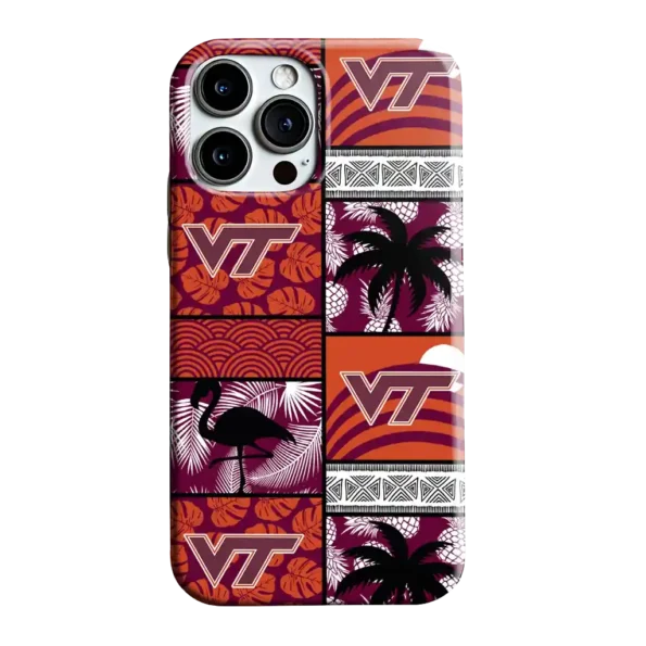 virginia tech hokies flamingo palm trees maroon phone case best selling