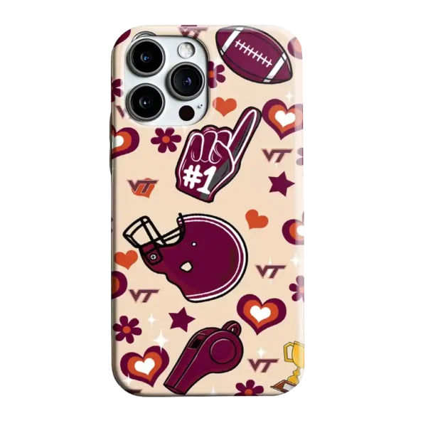 virginia tech hokies helmet hearts maroon cream phone case best selling