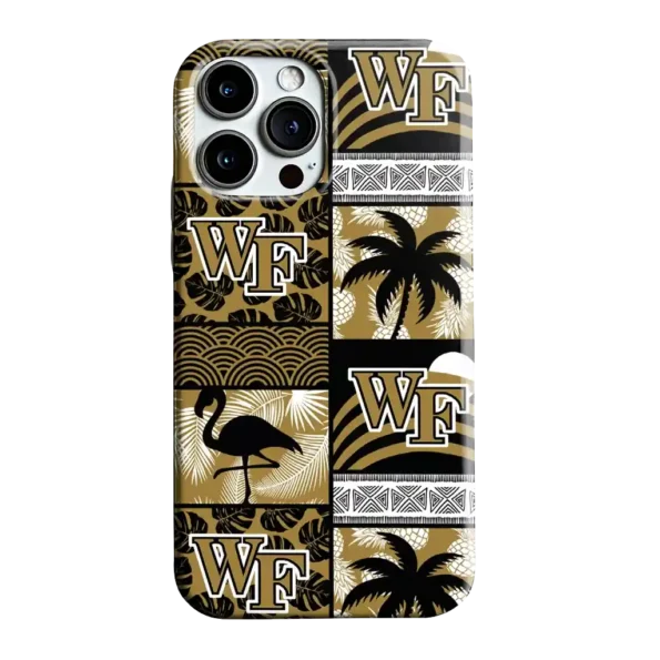 wake forest demon deacons flamingo palm trees gold phone case best selling