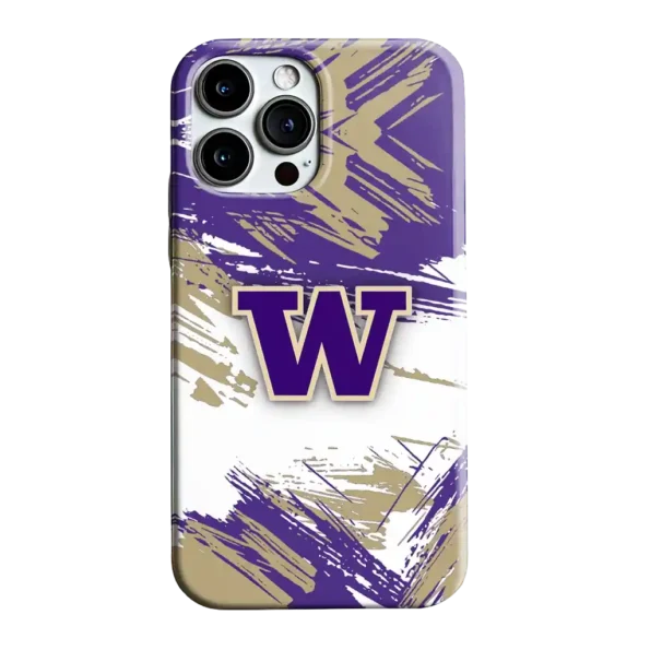 washington huskies brushstroke clash purple white phone case best selling