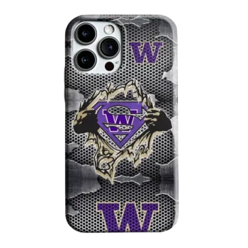 Washington Huskies Superman Emblem Burst Gray Phone Case