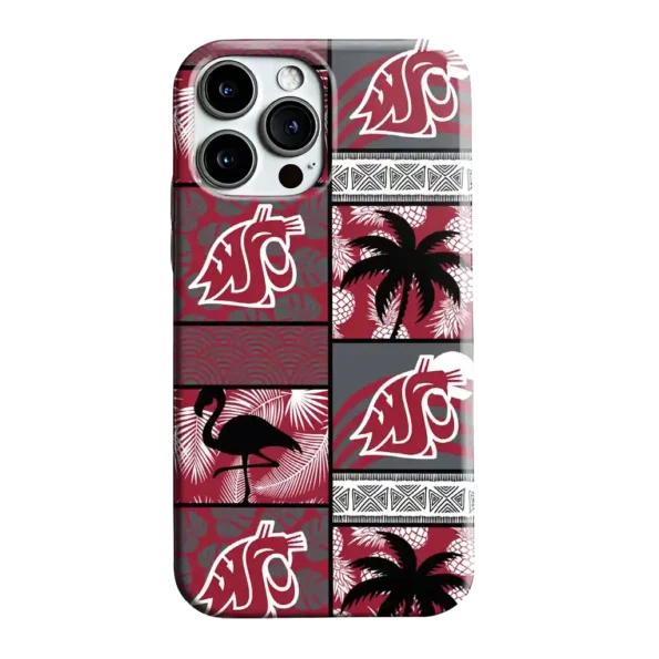 washington state cougars flamingo palm trees crimson phone case best selling