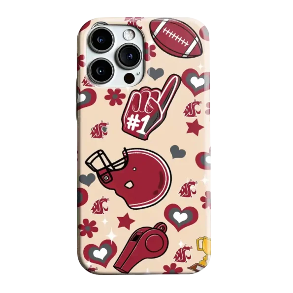 washington state cougars helmet hearts crimson cream phone case best selling