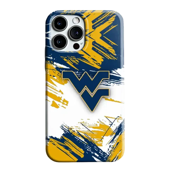 west virginia mountaineers brushstroke clash blue white phone case best selling