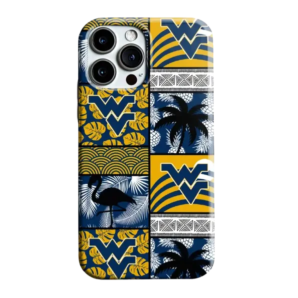 west virginia mountaineers flamingo palm trees blue phone case best selling