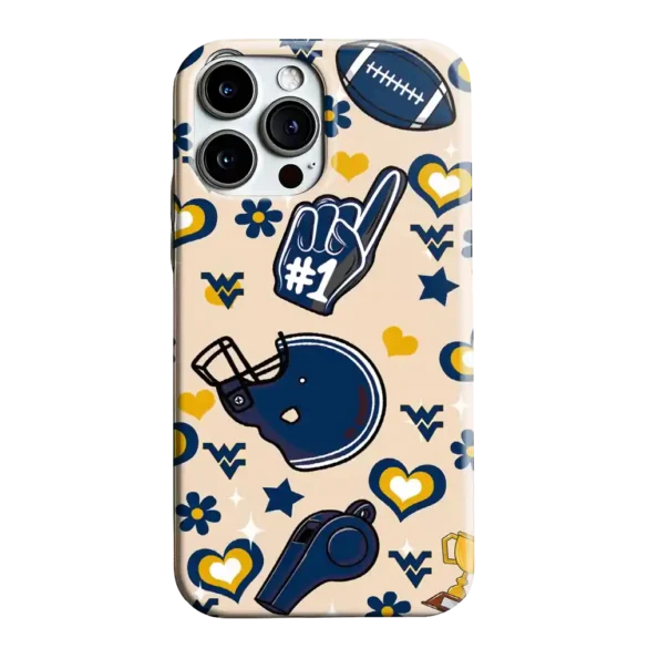 west virginia mountaineers helmet hearts blue cream phone case best selling