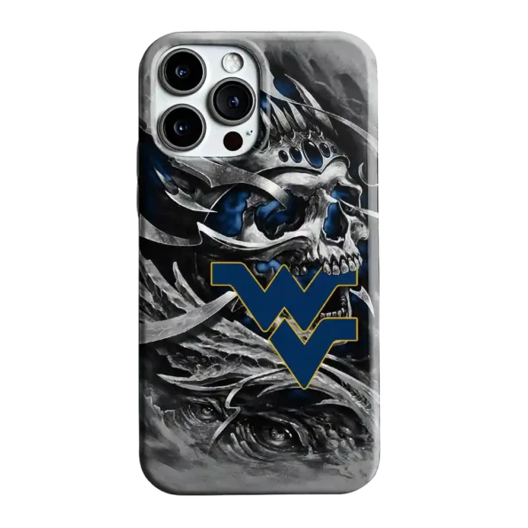 west virginia mountaineers skull blades blue gray phone case best selling