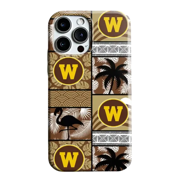 western michigan broncos flamingo palm trees brown phone case best selling