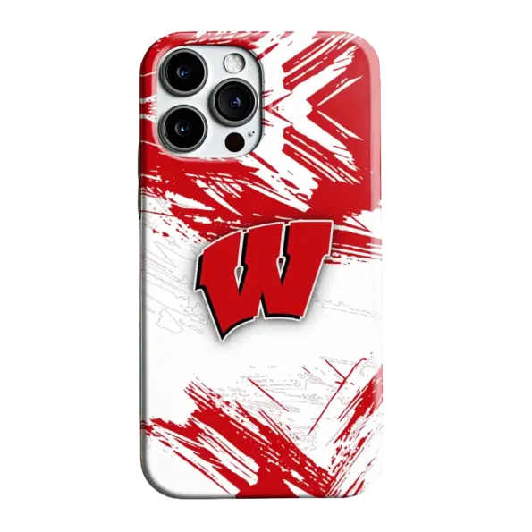 wisconsin badgers brushstroke clash red white phone case best selling