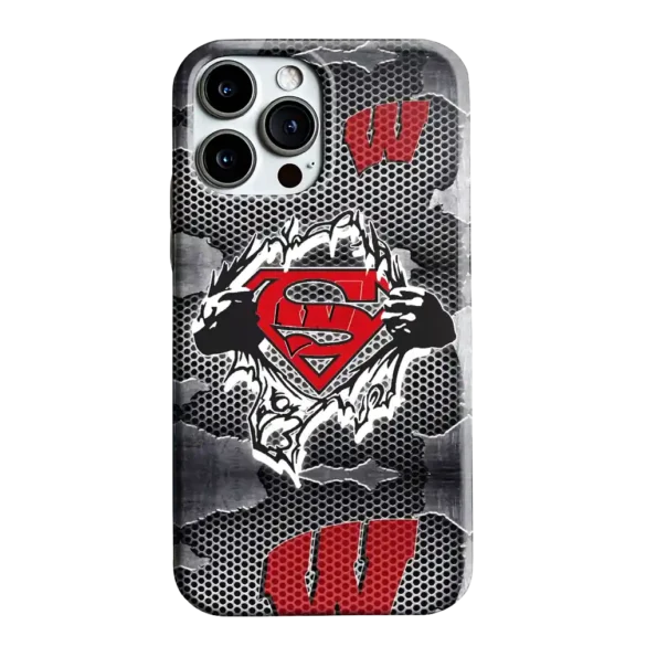 wisconsin badgers superman emblem burst gray phone case best selling