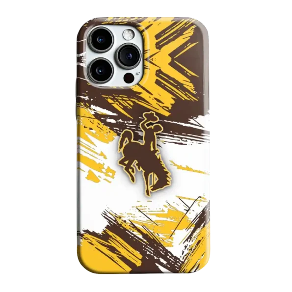 wyoming cowboys brushstroke clash brown white phone case best selling