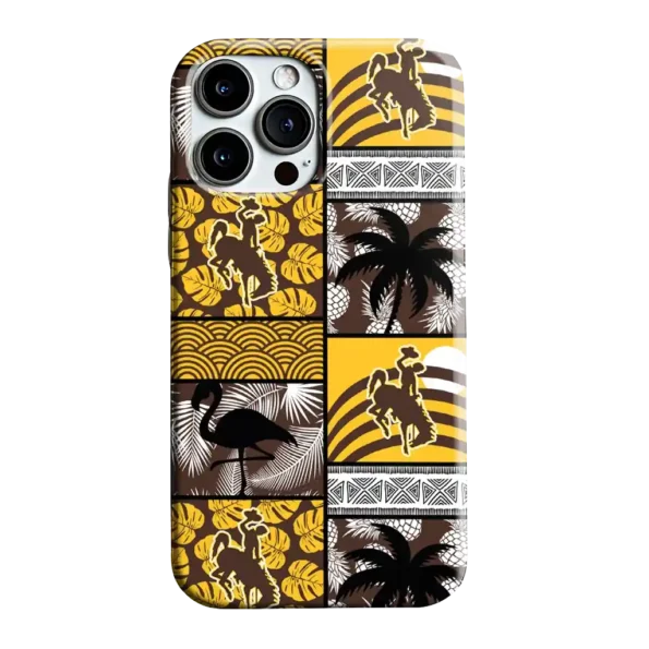 wyoming cowboys flamingo palm trees brown phone case best selling