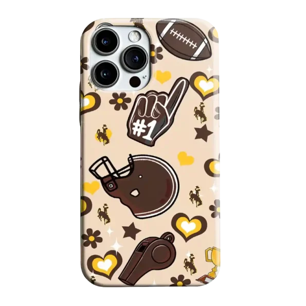 wyoming cowboys helmet hearts brown cream phone case best selling