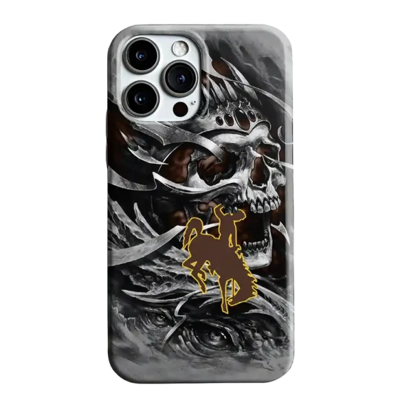 wyoming cowboys skull blades brown gray phone case best selling