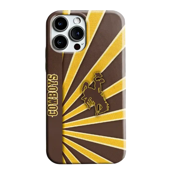 wyoming cowboys sunburst rays brown phone case best selling