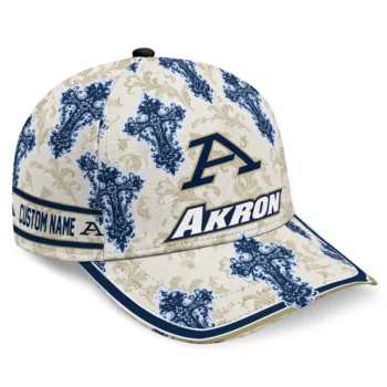 Akron Zips Cap - Personalized Damask Pattern Blue White