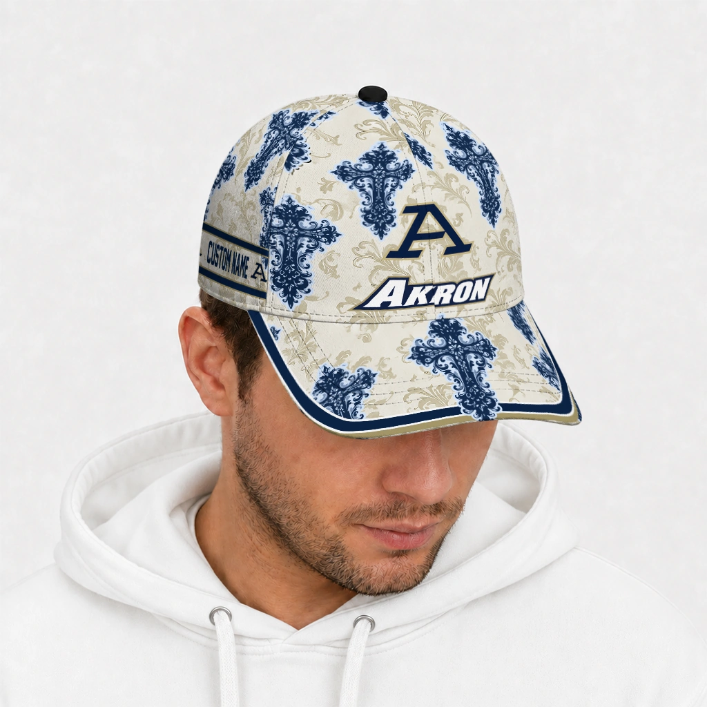 akron-zips-cap-personalized-damask-pattern-blue-white-new-arrival.webp