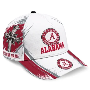 Alabama Crimson Tide Cap - Personalized Grunge Cross Crimson White