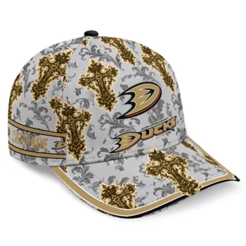 Anaheim Ducks Cap - Custom Damask Pattern Gold White