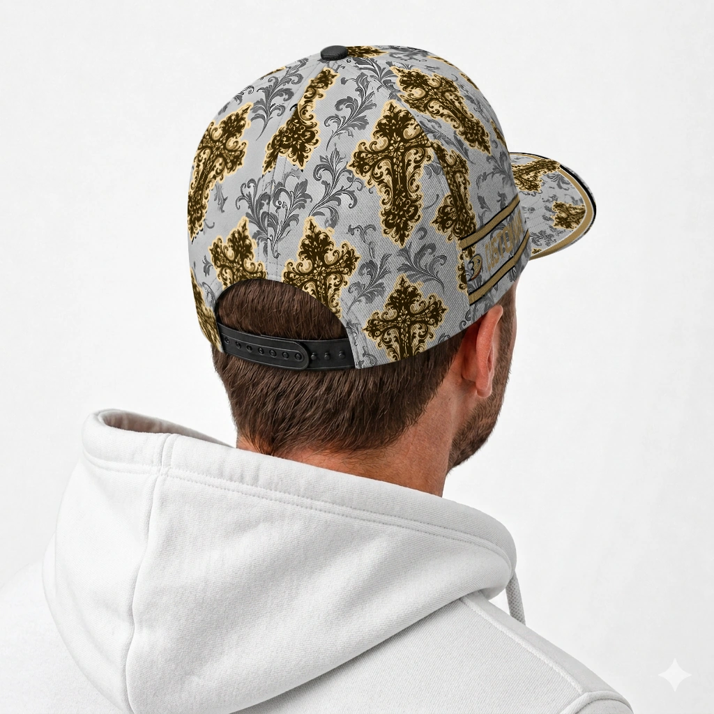 anaheim-ducks-cap-custom-damask-pattern-gold-white-latest-model.webp