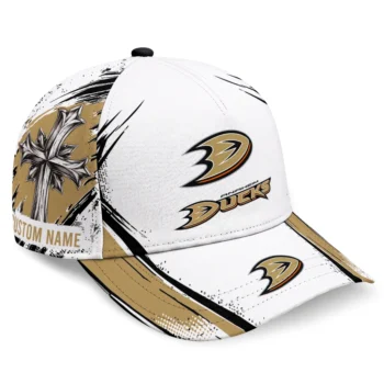 Anaheim Ducks Cap - Customized Grunge Cross Gold White