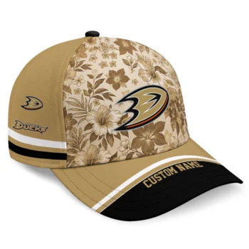 Anaheim Ducks Cap - Personalized Tropical Floral Gold