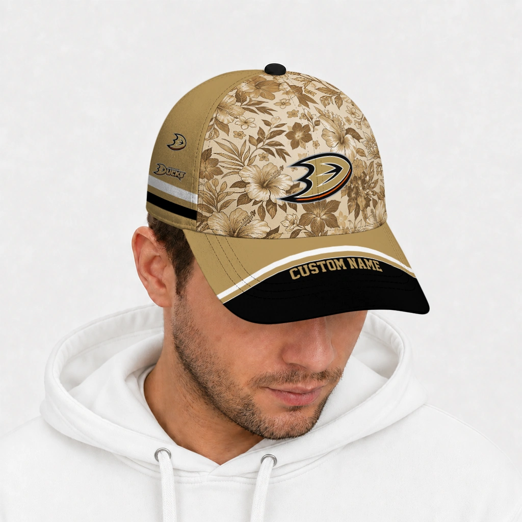 anaheim-ducks-cap-personalized-tropical-floral-gold-new-arrival.webp