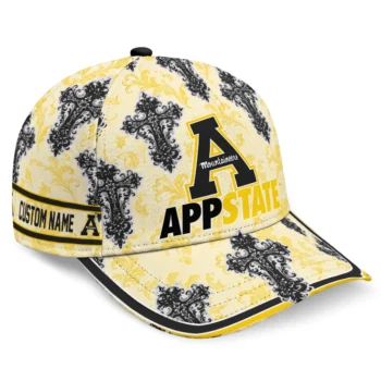 Appalachian State Mountaineers Cap - Personalized Damask Pattern Black White