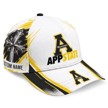 Appalachian State Mountaineers Cap - Personalized Grunge Cross Black White